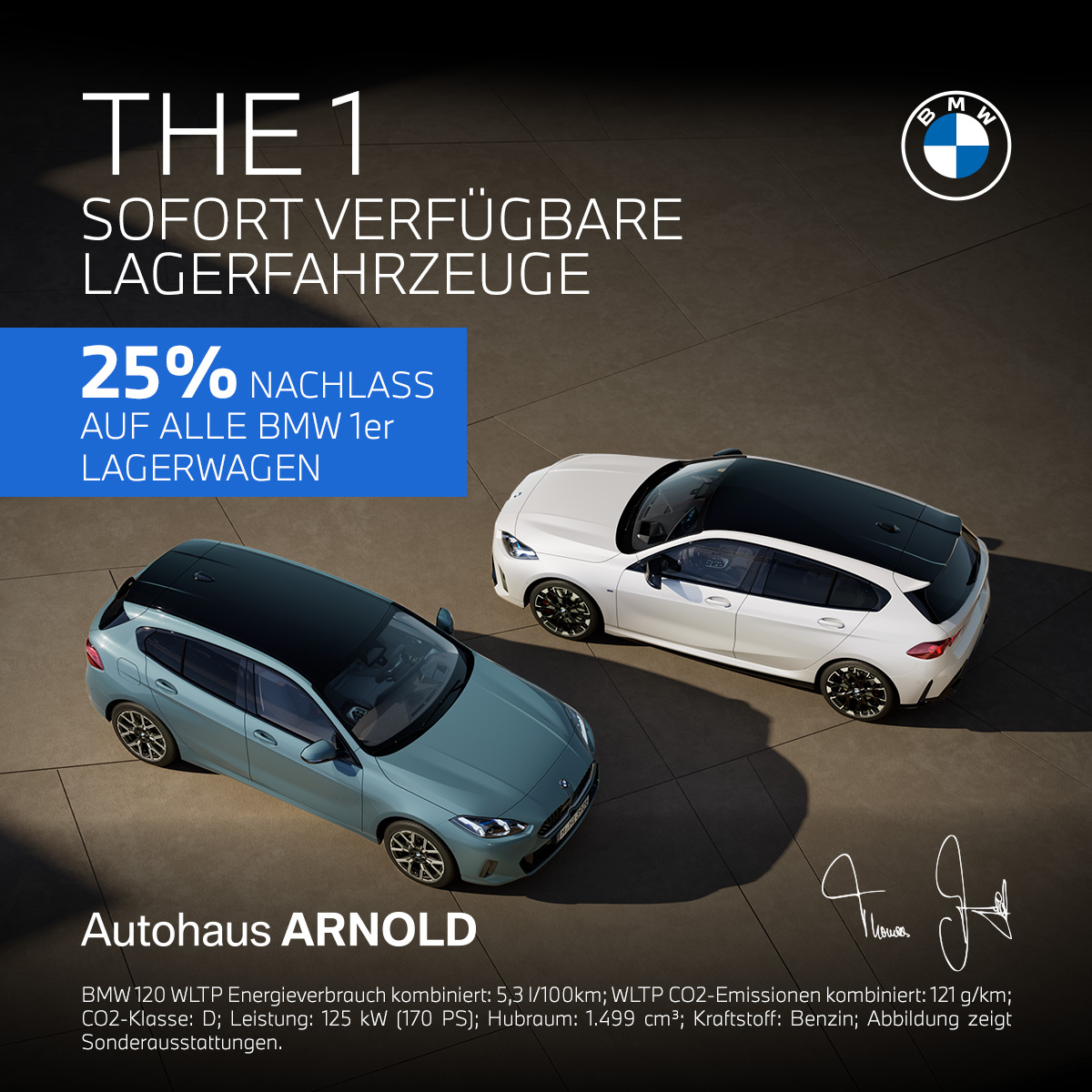 BMW 1er Lagerwagen Aktion. 25% Rabatt auf alle Lagerwagen