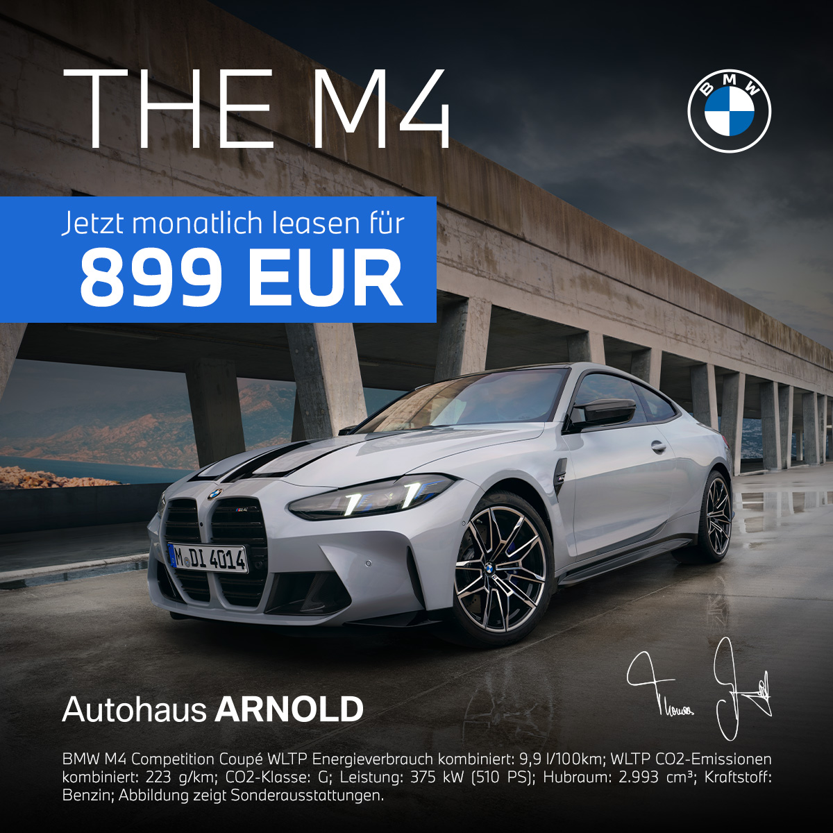 BMW M4 Coupé Aktionsangebot für 899,00 € monatlich leasen im Autohaus ARNOLD