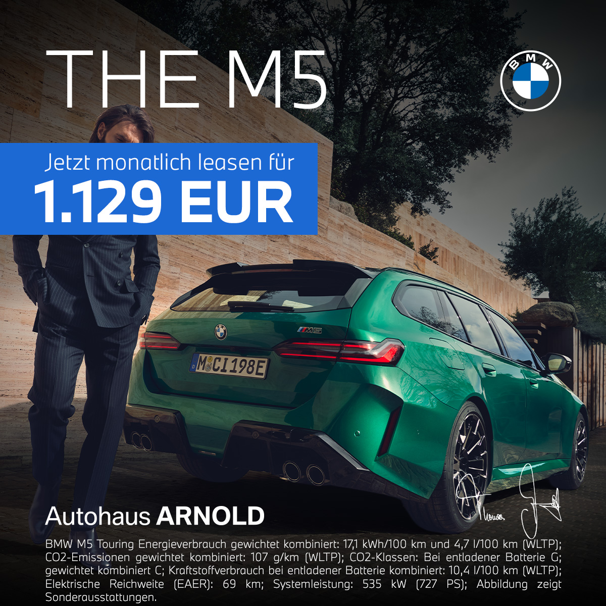 BMW M5 Touring Aktionsangebot für 1.129,00 € monatlich leasen im Autohaus ARNOLD