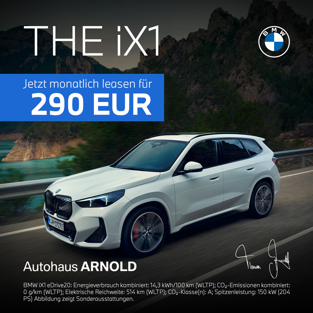 BMW iX1 Aktionsangebot für 290,00 € monatlich leasen im Autohaus ARNOLD