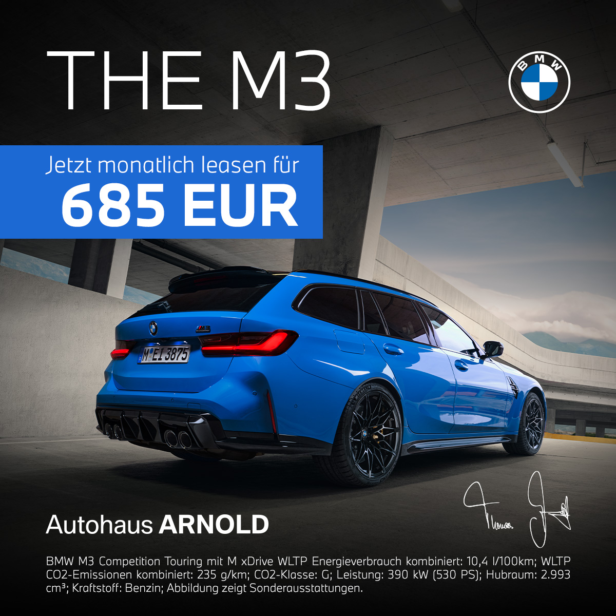 BMW M3 Touring Aktionsangebot für 685,00 € monatlich leasen im Autohaus ARNOLD